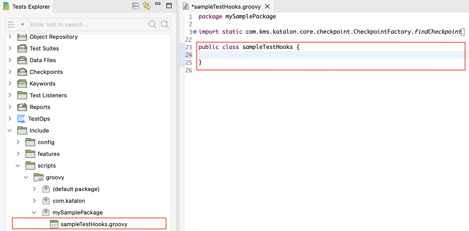 Step definitions with Cucumber hooks in **Katalon Studio**.